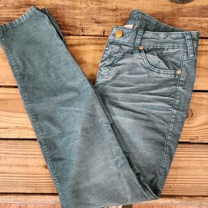 True Religion $180 Shannon Skinny Jeans Micro Corduroy TRBJ Stretch Green Sz 32